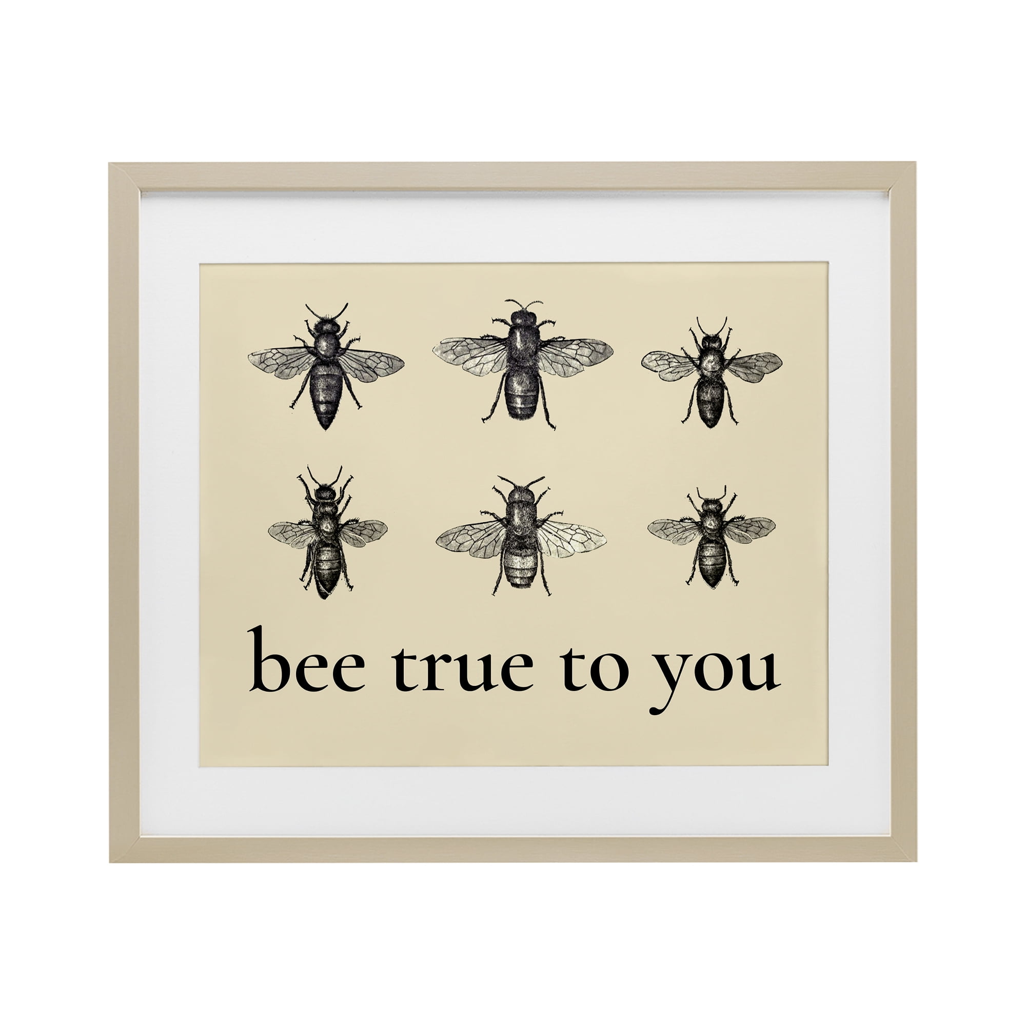 Bee True To You Inspiration Birch Framed Print Under Glass, design by Lettered and Lined