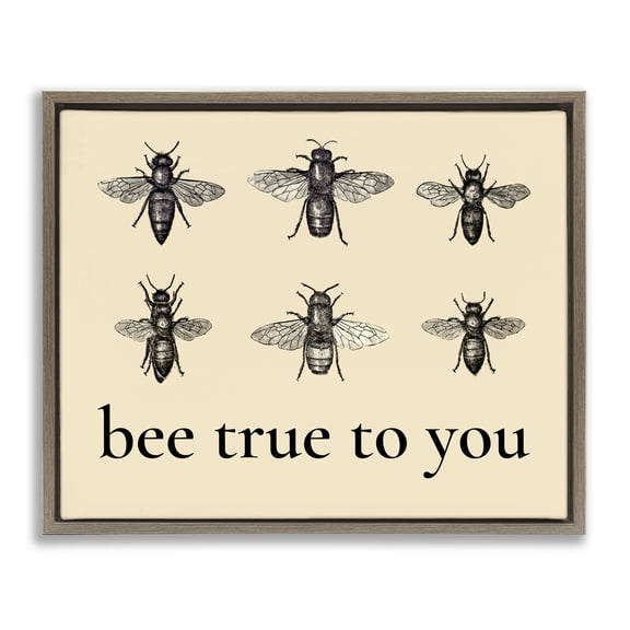 Bee True To You Inspiration Brown Framed Floater Canvas Wall Art, design by Lettered and Lined