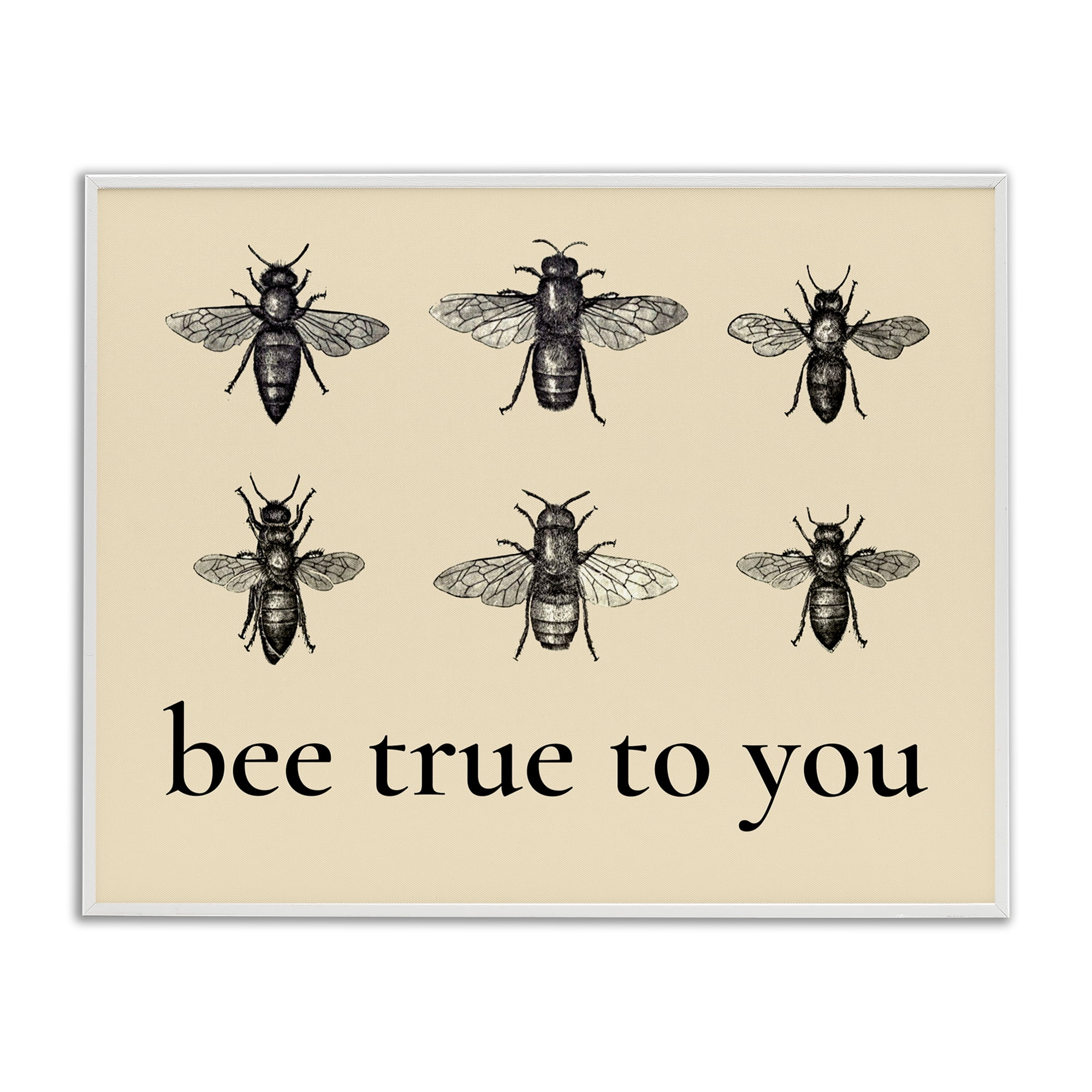Bee True To You Inspiration White Framed Giclee Art, design by Lettered and Lined