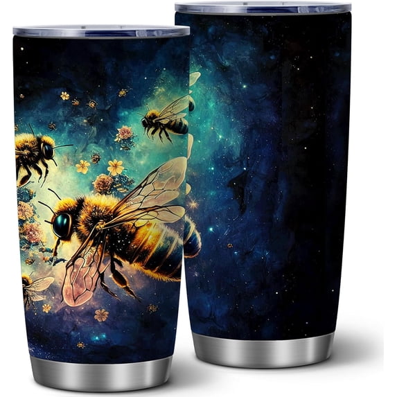 Bee Tumbler, 20 OZ Insulated Tumblers With Lid Straw,Bee Water Bottle for Teacher,Mon,Dad