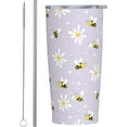thumbnail image 1 of Bee Tumbler 20oz Funny Animal Stainless Steel Insulated Tumblers with Lid and Straw Purple Travel Coffee Mug Tea Wine Cups Water Bottle Sport Gifts for Women Bee lover, 1 of 6
