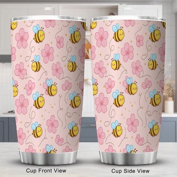 Bee Tumbler 20oz with Lid Cute Honey Bee Gift for Women and Men