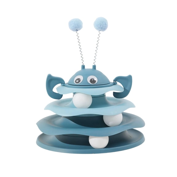 Bee Tumbler Cat Toy with Track Roller Ball and Spinning Carousel, Interactive Puzzle Toy for Mental Stimulation and Exercise, Self Playing Pet Toy for Indoor Felines