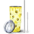 thumbnail image 1 of Bee Tumbler with Lid and Straw, Cute Honey Bee Gifts for Women Bee Lovers, Floral Bee Hive Yellow Bee Cup Water Bottle Coffee Travel Mug Stainless Steel Vacuum Insulated 20 Oz Tumblers, 1 of 1