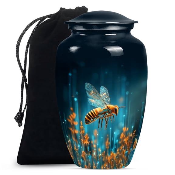 Bee Urn For Ashes For Men - Large Purple Urns For Human Ashes - Decorative Urn For Adult Male - Cremation Urns For Women ( Size - 10inch )