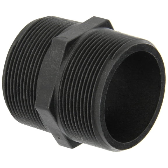 Bee Valve Polypropylene Pipe Fitting, Short Nipple, Schedule 80, 2" NPT Male, 2-1/2" Length