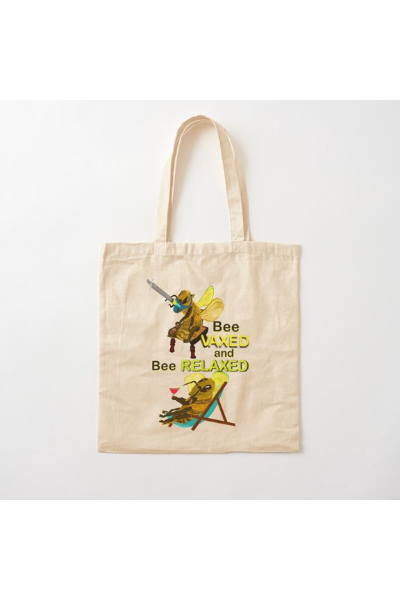 Bee Vaxed And Bee Relaxed Canvas Tote Bags, Reusable Shopping Bag