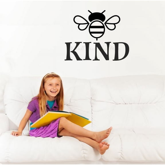 Bee Vinyl Wall Art Sticker - Bumble Bee Wall Art Decal - Be Kind - Quote Decals for Wall - Matte Vinyl Wall Decal Sayings for Wall Décor 23x18- Inch Black