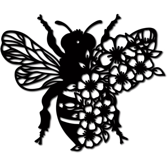 Bee Wall Art Decor Metal Silhouette Sign Black Metal Iron Rustic Animal Arts Decoration Cutout Hanging Silhouettes Ornament