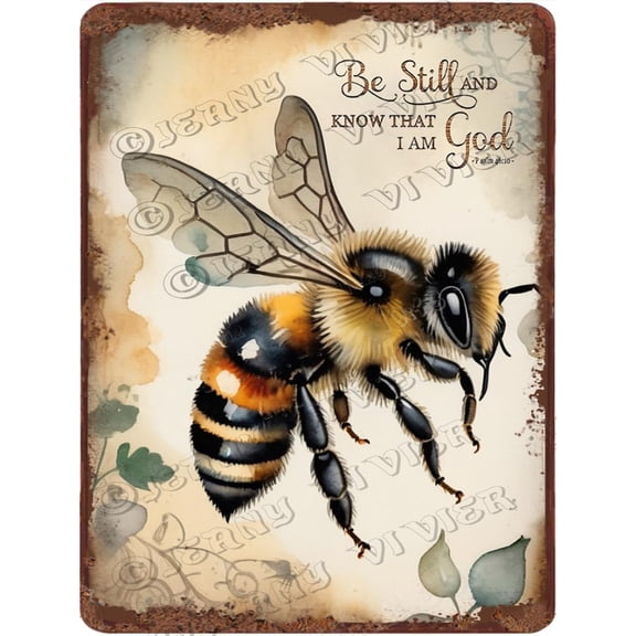 Bee Wall Art Positive Quote Decor Antique Metal Sign 12x16 Inch Vintage Aluminum Sign Rustic Farmhouse Decor for Bedroom Living Room Bathroom Cafes Club Pub Bar Yard Garden Wall Decor
