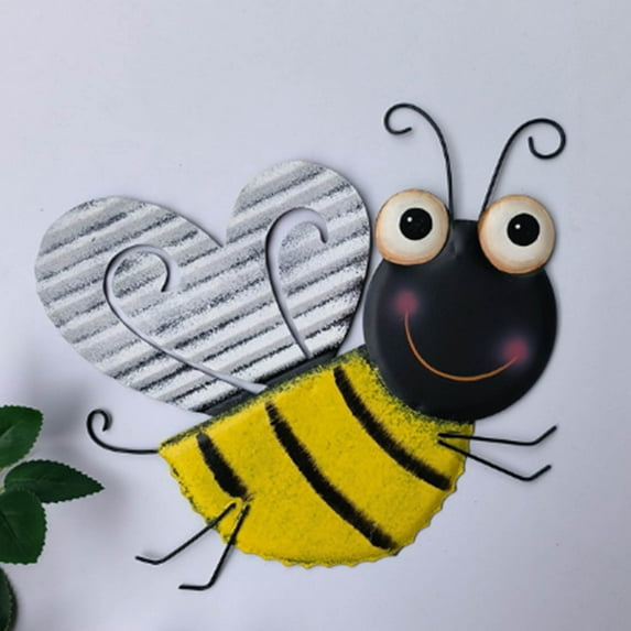 Bee Wall Decor under $5! kkbbma Metal Bee Wall Art, Outdoor Garden Decor, Hanging Bee Sculpture, Living Room Wall Decor, Fence Art Installation, Powder Coated Iron Craft, Bee Gift