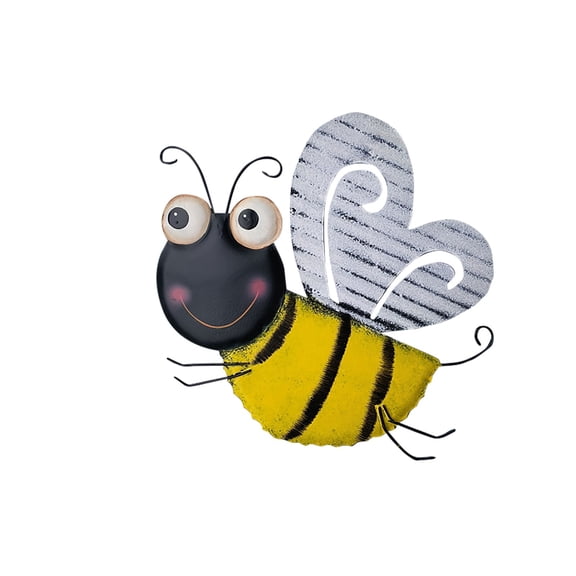 Bee Wall Hangings, Outdoor Iron Art Decor Featuring Bees and Dragonflies, Rust-Resistant Garden & Home Wall Pendant, 12-Inch Round Metal Hanging Ornament