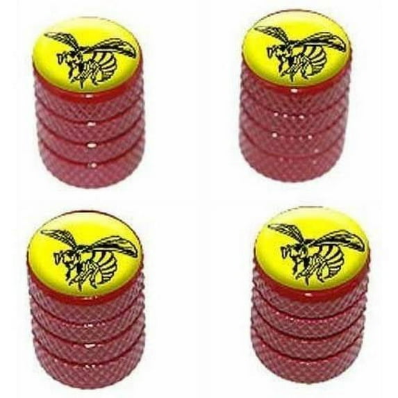 Bee Wasp Hornet Black on Yellow Tire Rim Wheel Aluminum Valve Stem Caps, Multiple Colors