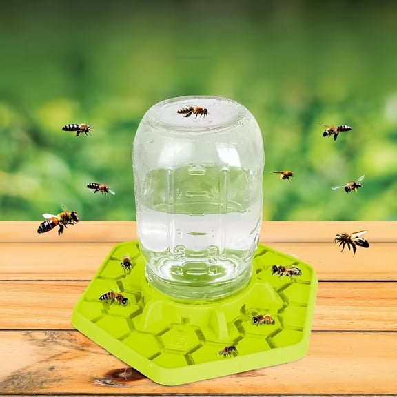 Bee Water Feeder Garden Watering Station Jar Feeder Anti Drowning Design Easy Setup Reusable Tray, Attract Pollinators Durable Outdoor Use, for Garden Backyard Apiary