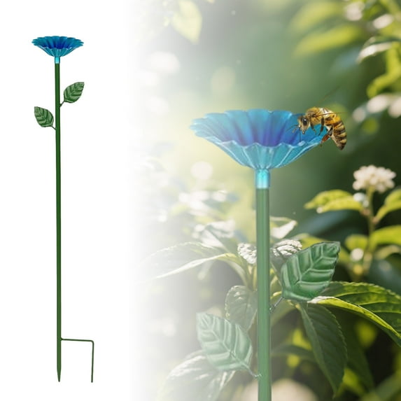 Bee Watering Station for Garden Metal Bee Feeder Cups with Colorful Flower Design,Butterfly Bee Bath Bowl for Outdoor Garden Yard Decor