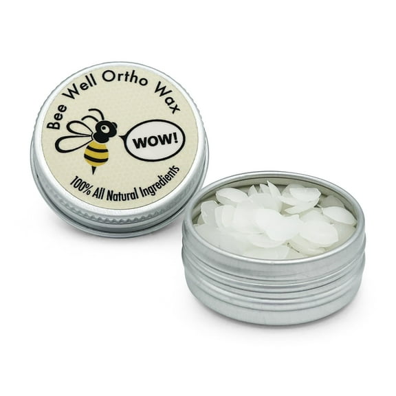 Bee Well Ortho Wax Pure | All Natural Extra Firm Braces Wax | Protect, Prevent & Relieve Orthodontic Braces Discomfort & Mouth Pain | Aluminum Jar | 75 Pieces of Wax for Braces