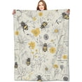 thumbnail image 1 of Bee and Wildflower Blanket,50x60in,Inspirational Quotes Flower Throw Blankets,Gifts for Kids Women & Nature Lovers, Lightweight Soft Fleece Cozy,for Sofa Couch Bed Room Travel Decor, 1 of 6