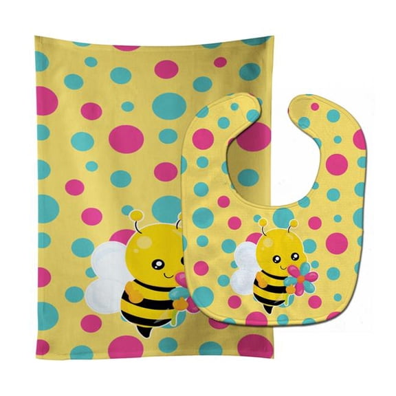 Bee With Flower Baby Bib & Burp Cloth