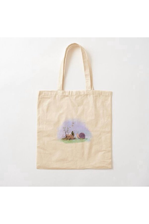 Bee With Friend Snail Variant 2 Canvas Tote Bags, Reusable Shopping Bag