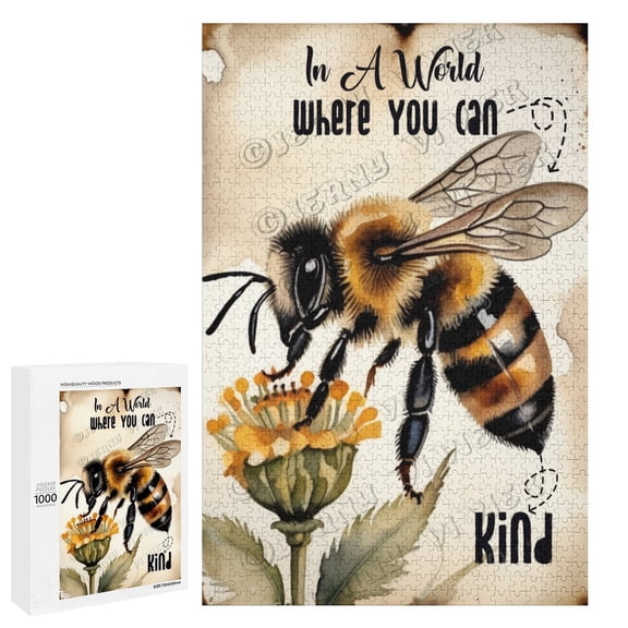 Bee With Inspirational Quote Wooden Hanging Sign for Home Bedroom Living Room 1000 Piece Puzzles for Adults 20"x30"