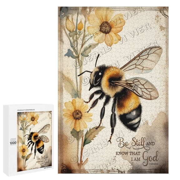 Bee Wood Wall Art Wood Decorative for Home Desk Shelf Wall Decor 1000 Piece Jigsaw Puzzle for Adults 20"x30"