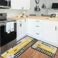thumbnail image 1 of Bee Yellow Kitchen Mats for Floor, Flower Daisy Plaid Kitchen Rugs Set of 2 Carpet Area Rug, Floral Farmhouse Bee Kitchen Decor and Accessories Stuff, Yellow Black White, 17x30 and 17x47 Inch, 1 of 6