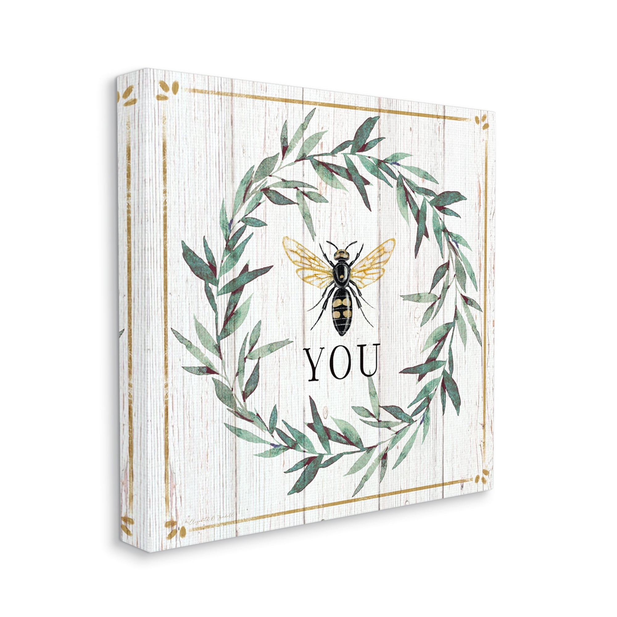 Bee You Quote Farm Floral Insect Pun Animals & Insects Gallery-Wrapped Canvas Print Wall Art, 17x17