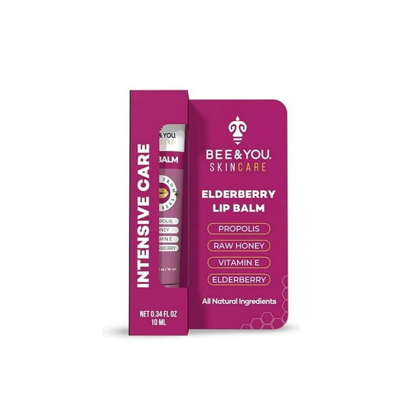 Bee and You Ultra Hydrating Lip Balm | Natural Liquid Formula, Elderberry & Propolis Extract, Shea Butter, Beeswax, Vitamin E Chapped & Dry Lips Repair, 10ml