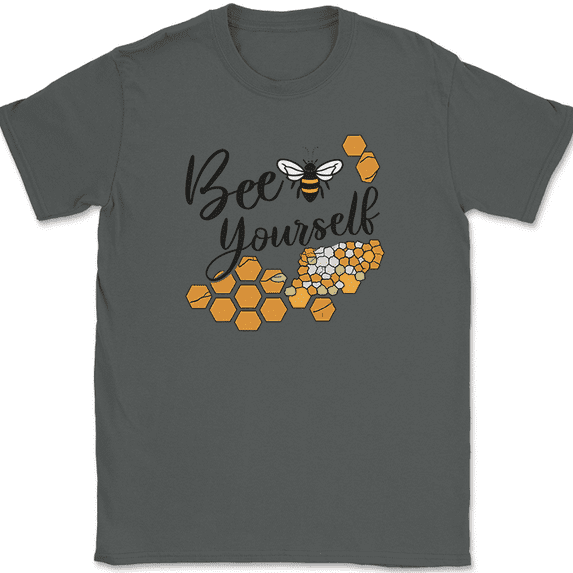 Bee Yourself T-Shirt Funny Cute Keeper Hobby Save The Bees Graphic Tee - Charcoal, XL