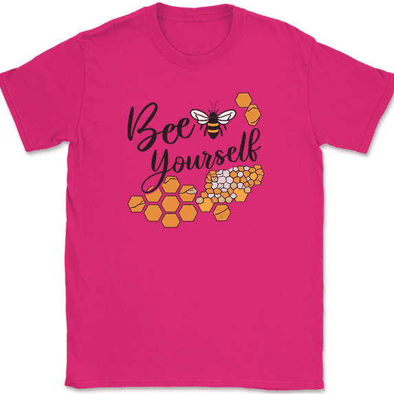 Bee Yourself T-Shirt Funny Cute Keeper Hobby Save The Bees Graphic Tee - Pink, M
