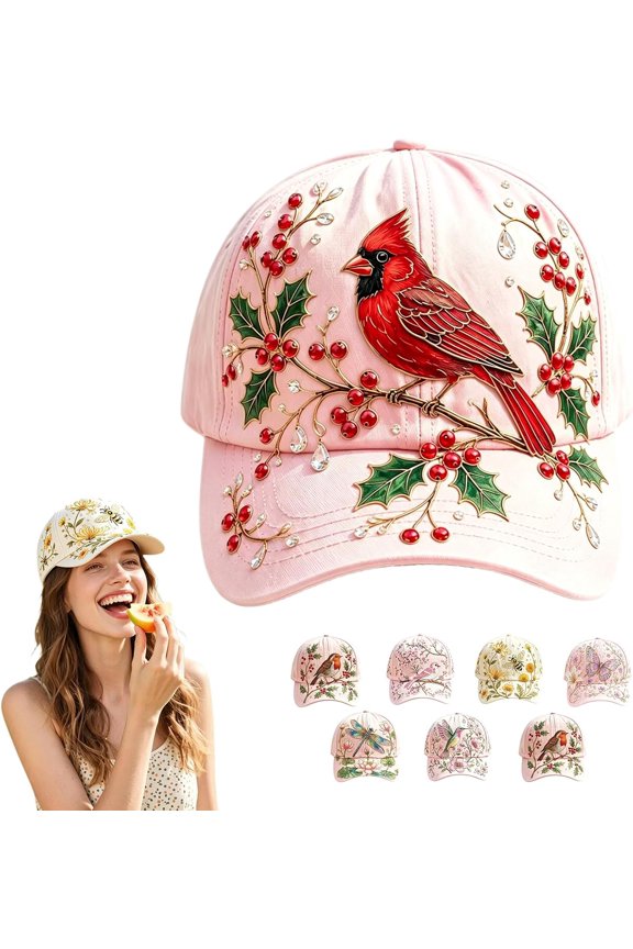 Bee and Bloom Hat for Women, Embroidered Garden Morning Hat, Adjustable Breathable Baseball Cap for Gardeners Women