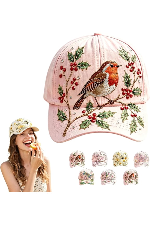 Bee and Bloom Hat for Women, Embroidered Garden Morning Hat, Adjustable Breathable Baseball Cap for Gardeners Women