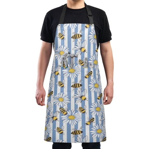 Bee and Daisy Kitchen Apron with 2 Pockets Adjustable waterproof Cooking Aprons for Women Men Chef