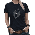 thumbnail image 1 of Bee and Flower Line Art Womens Print Tshirt Graphic Tees Black S-5XL Tops, 1 of 4