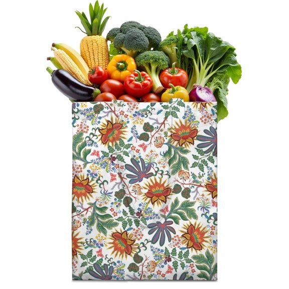Bee and Flower Print Canvas Tote – Bright and Colorful Floral Shopping Bag