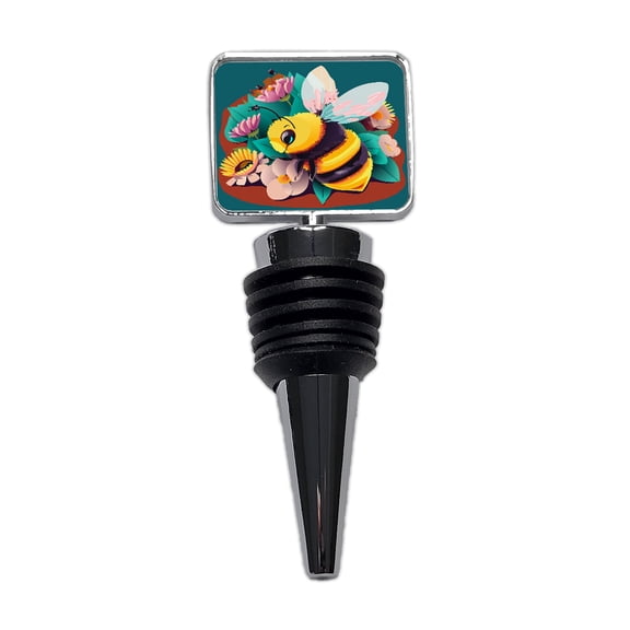 Bee and Flowers Floral Wine Bottle Stopper Cap Plug