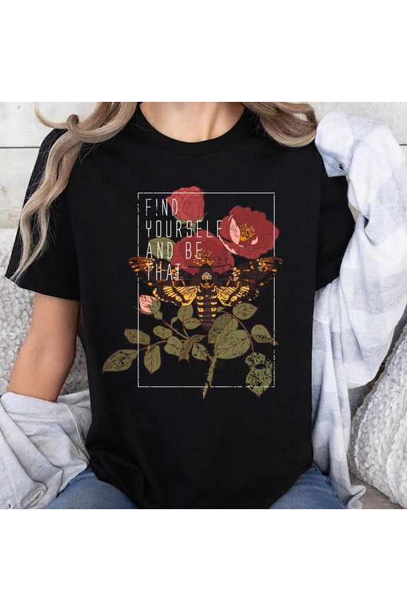 Bee and Roses Find Yourself Unisex T-Shirt, Sizes S-5XL - Gategoo