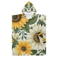 Bee and Sunflowers Kid Hooded Beach Towel 35.4x27.5 inch Bath Poncho