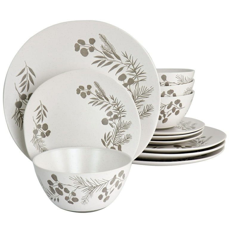 Bee and Willow 12 Piece Stoneware Dinnerware Set in White