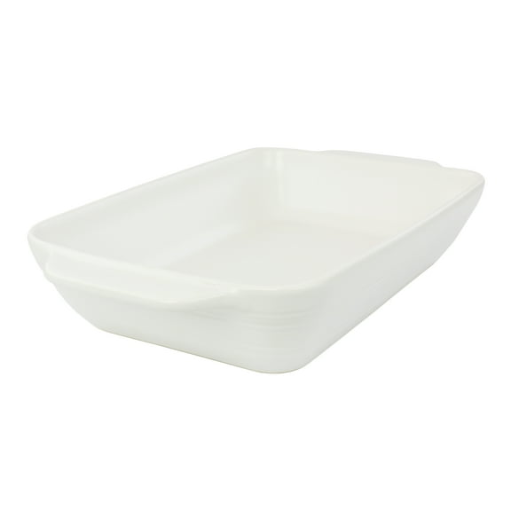 Bee and Willow 4 Quart Rectangular Stoneware Baker in White Speckle