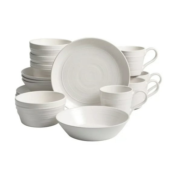 Bee and Willow Milbrook 16 Piece Round Stoneware Dinnerware Set in White
