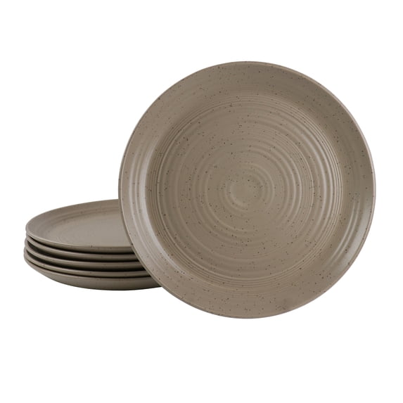 Bee and Willow Milbrook 6 Piece 10 Inch Round Stoneware Dinner Plate Set in Mocha