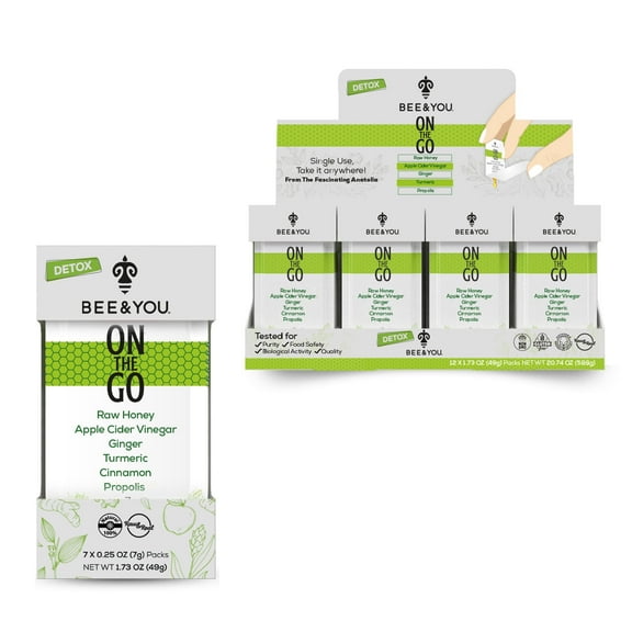 Bee and You On The Go Honey Packets, Apple Cider Vinegar, Ginger, Turmeric, 7 Count, 1.73 oz