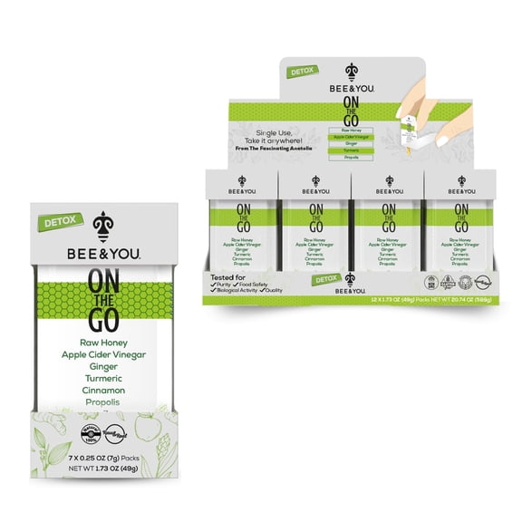 Bee and You On The Go Honey Packets, Apple Cider Vinegar, Ginger, Turmeric, 7 Count, 1.73 oz