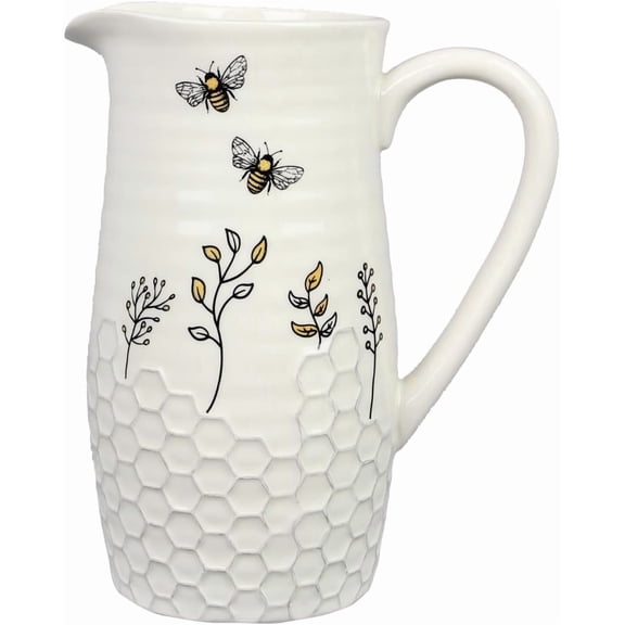 Bee ceramic kettle/vase, bee farm style, kitchen country decoration, dining accessories, 8 inches