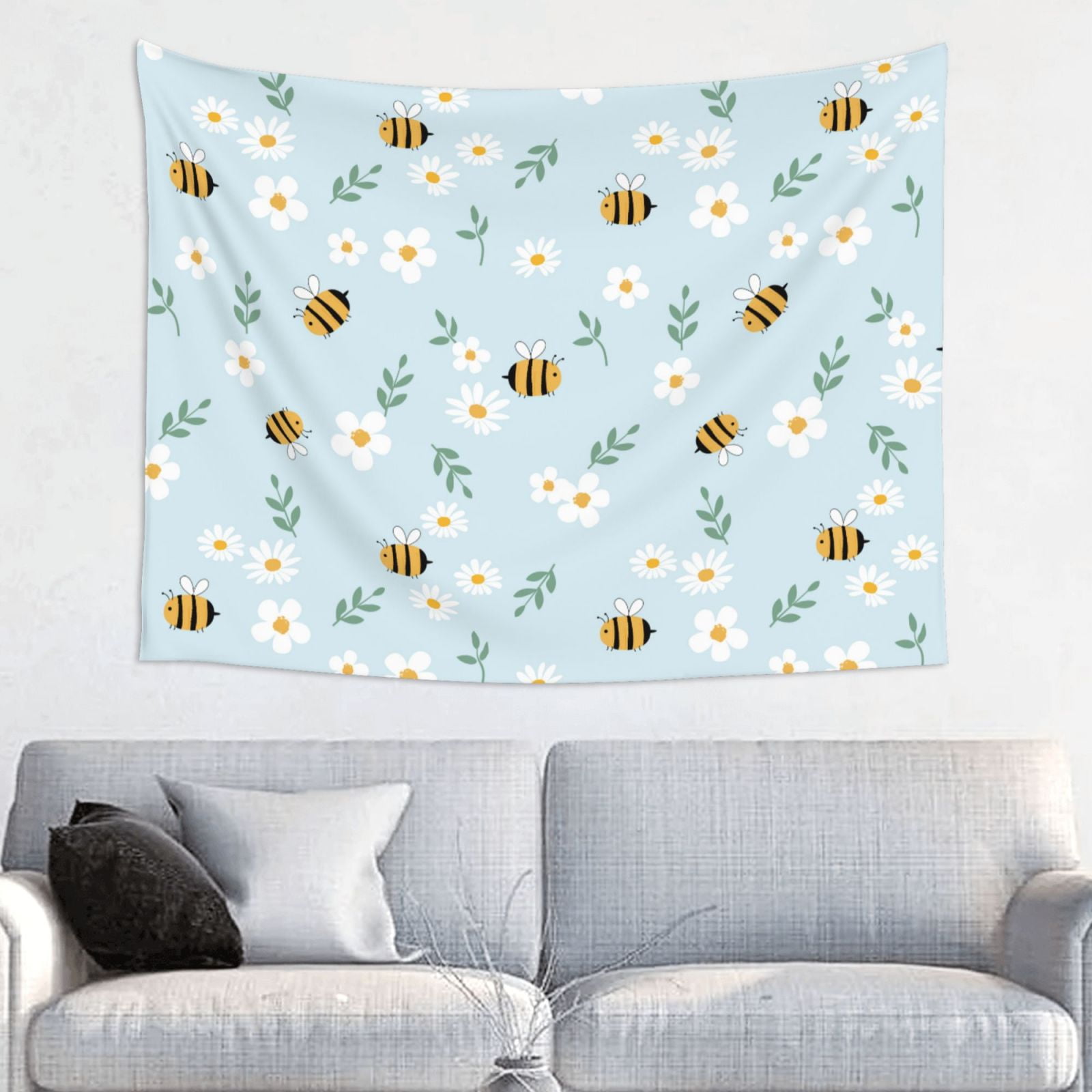Bee flower A Wall Tapestry for Bedroom Aesthetic - Tapestry Aesthetic Wall Hanging Backdrop for ...