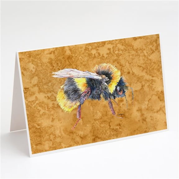 Bee on Gold Greeting Cards & Envelopes - Pack of 8