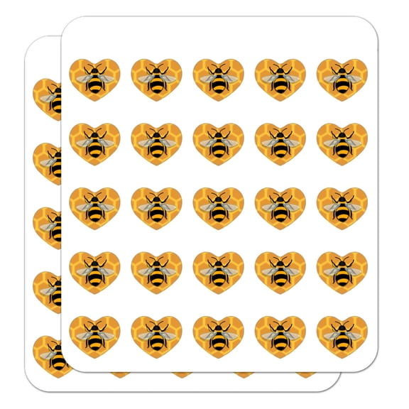 Bee on Honeycomb Heart Shaped Planner Calendar Scrapbook Craft Stickers