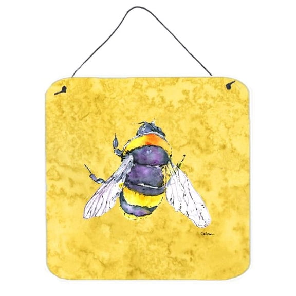Bee on Yellow Aluminium Metal Wall or Door Hanging Prints