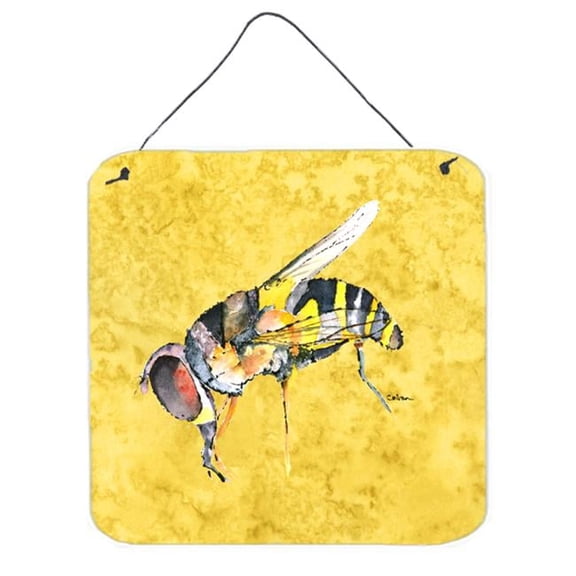 Bee on Yellow Aluminium Metal Wall or Door Hanging Prints